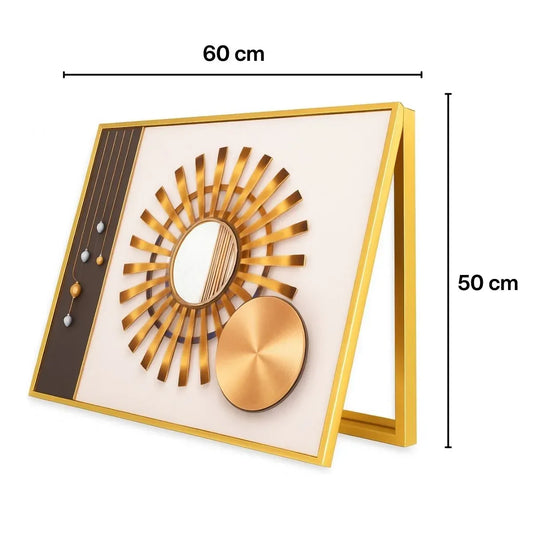 Capac tablou pentru contor electric, Naimeed D7249, mascare tablou electric, design modern si elegant, 50x60x3,8cm, rama aurie - 221.ro