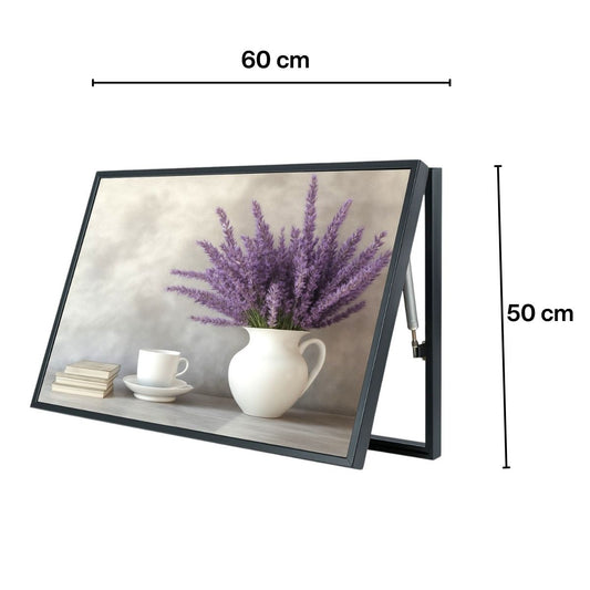 Capac tablou pentru contor electric, Naimeed D7250, mascare tablou electric, design modern si elegant, 50x60x3,8cm, rama neagra