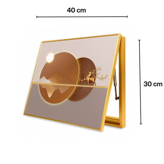 Capac tablou pentru contor electric, Naimeed D7253, mascare tablou electric, design modern si elegant, 30x40x4cm, rama aurie