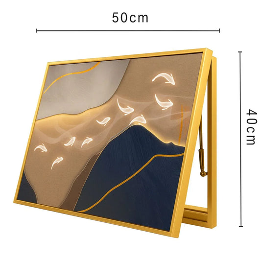 Capac tablou pentru contor electric, Naimeed D7261, mascare tablou electric, design modern si elegant, 40x50x4cm, rama aurie - 221.ro