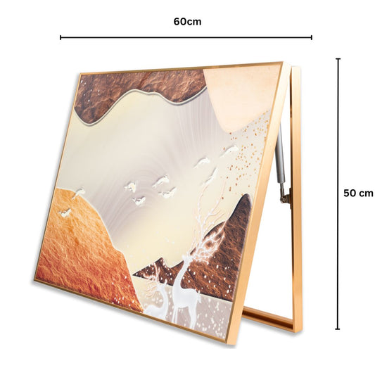 Capac tablou pentru contor electric, Naimeed D7280, mascare tablou electric, design modern si elegant, 50x60x4cm, rama aurie