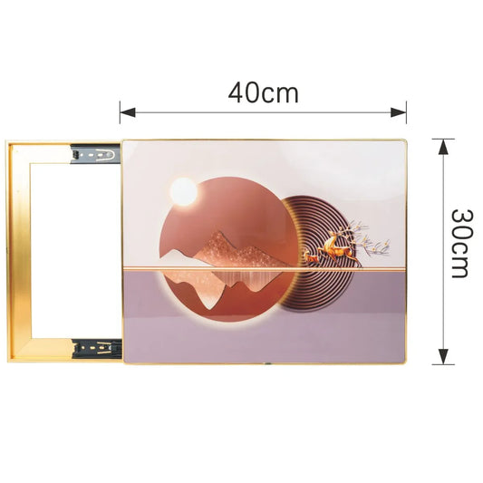 Capac tablou pentru contor electric, Naimeed D7285, mascare tablou electric, design modern si elegant, 30x40x2.8cm, rama aurie - 221.ro