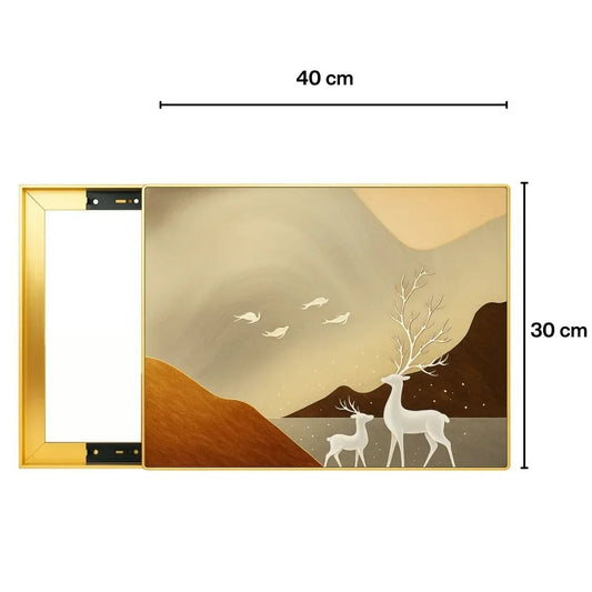 Capac tablou pentru contor electric, Naimeed D7286, mascare tablou electric, design modern si elegant, 30x40x2.8cm, rama aurie - 221.ro