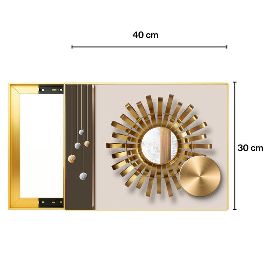 Capac tablou pentru contor electric, Naimeed D7287, mascare tablou electric, design modern si elegant, 30x40x2.8 cm, rama aurie