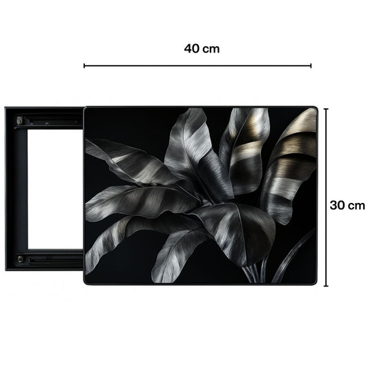 Capac tablou pentru contor electric, Naimeed D7289, mascare tablou electric, design modern si elegant, 30x40x2.8cm, rama neagra