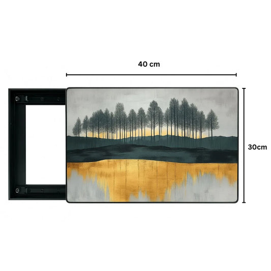 Capac tablou pentru contor electric, Naimeed D7290, mascare tablou electric, design modern si elegant, 30x40x2.8cm, rama neagra - 221.ro