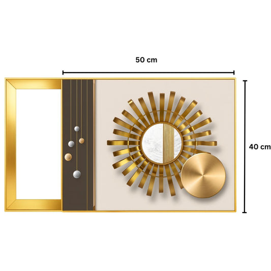 Capac tablou pentru contor electric, Naimeed D7292, mascare tablou electric, design modern si elegant, 40x50x2.8 cm, rama aurie