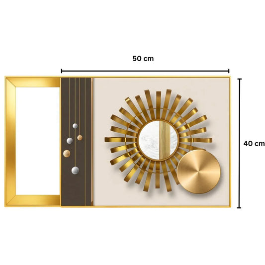 Capac tablou pentru contor electric, Naimeed D7292, mascare tablou electric, design modern si elegant, 40x50x2.8 cm, rama aurie - 221.ro