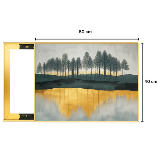 Capac tablou pentru contor electric, Naimeed D7295, mascare tablou electric, design modern si elegant, 40x50x2.8 cm, rama aurie - 221.ro