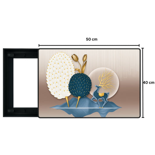 Capac tablou pentru contor electric, Naimeed D7296, mascare tablou electric, design modern si elegant, 40x50x2.8 cm, rama neagra