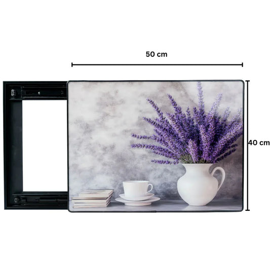 Capac tablou pentru contor electric, Naimeed D7298, mascare tablou electric, design modern si elegant, 40x50x2.8 cm, rama neagra - 221.ro