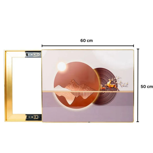 Capac tablou pentru contor electric, Naimeed D7301, mascare tablou electric, design modern si elegant, 50x60x2.8 cm, rama aurie - 221.ro