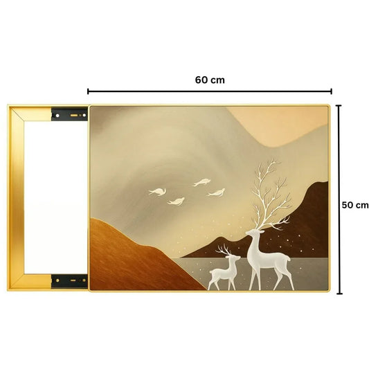 Capac tablou pentru contor electric, Naimeed D7302, mascare tablou electric, design modern si elegant, 50x60x2.8 cm, rama aurie - 221.ro