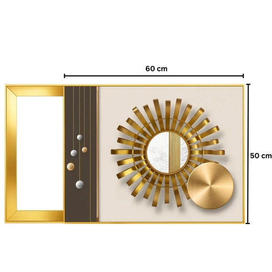 Capac tablou pentru contor electric, Naimeed D7303, mascare tablou electric, design modern si elegant, 50x60x2.8 cm, rama aurie - 221.ro