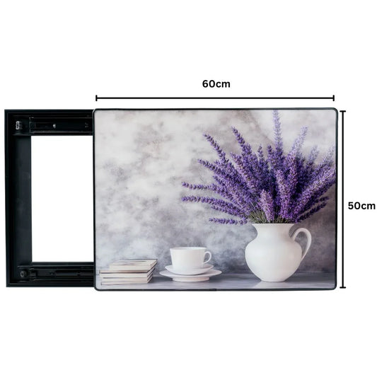 Capac tablou pentru contor electric, Naimeed D7304, mascare tablou electric, design modern si elegant, 50x60x2.8 cm, rama neagra - 221.ro