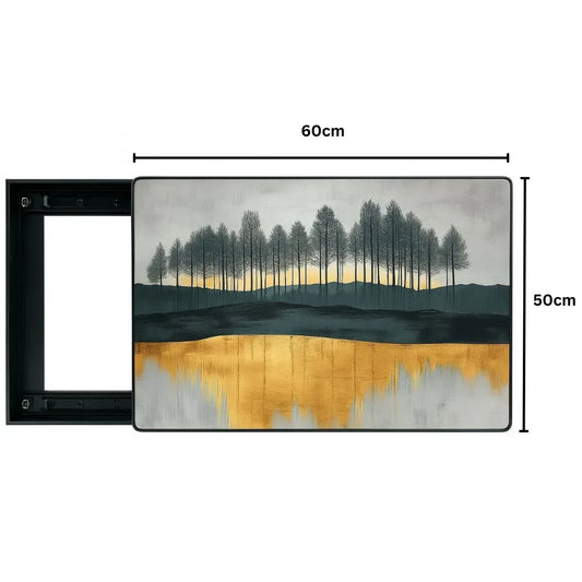 Capac tablou pentru contor electric, Naimeed D7306, mascare tablou electric, design modern si elegant, 50x60x2.8 cm, rama neagra - 221.ro