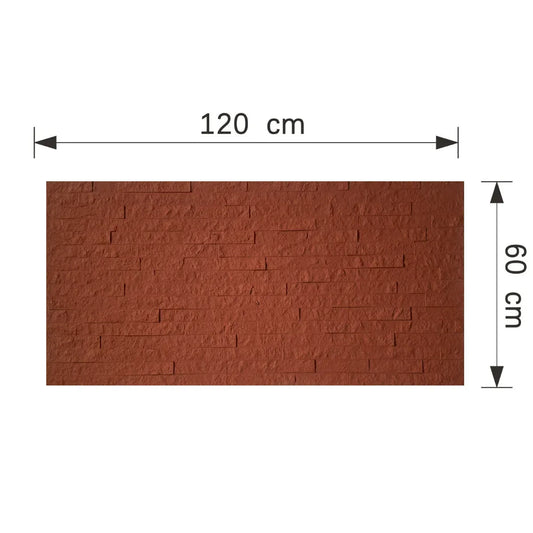 Panou decorativ din praf de piatra, Naimeed D7352, flexibil, ignifug, strat protector ceramic, rezistent la razele UV, 120x60x0.2 cm, rosu caramiziu - 221.ro
