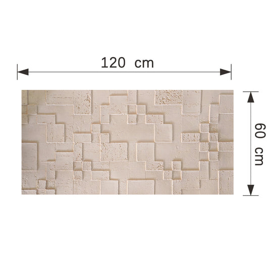 Panou decorativ din praf de piatra, Naimeed D7363, flexibil, ignifug, strat protector ceramic, rezistent la razele UV, 120x60x0.2 cm, crem deschis