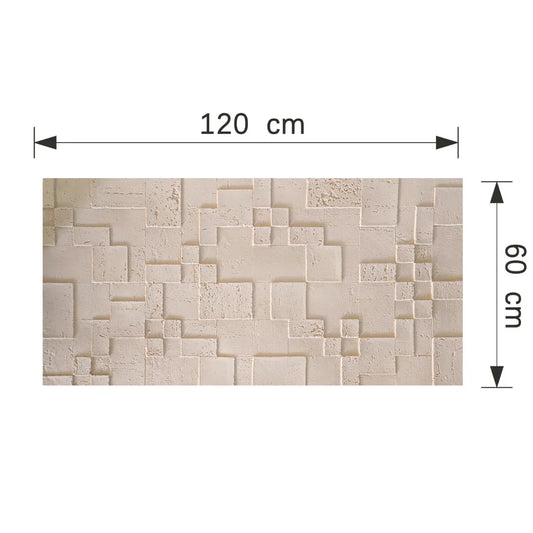 Panou decorativ din praf de piatra, Naimeed D7363, flexibil, ignifug, strat protector ceramic, rezistent la razele UV, 120x60x0.2 cm, crem deschis - 221.ro