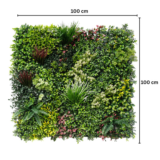 Panou din plante artificiale,cu frunze, Naimeed D7432, Multicolor, 100x100 cm