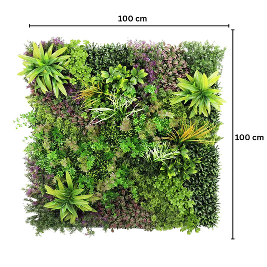 Panou din plante artificiale,cu frunze, Naimeed D7438, Multicolor, 100x100 cm