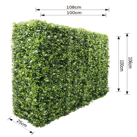 Gard viu din plante artifciciale, cu structura din metal, Naimeed D7459, dimensiuni 108x106x25cm