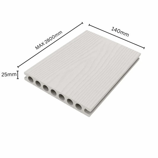 Pardoseala decking terasa din compozit WPC, Naimeed D7483, rezistenta sporita, 280x14x2.5cm, Alb - 221.ro