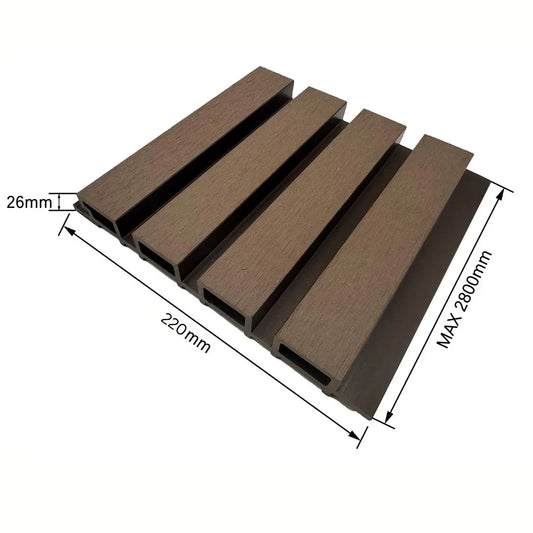 Lambriu decorativ WPC, reliefat, pentru exterior, montaj rapid, rezistenta ridicata, Naimeed D7493, 280x22x2.6cm, Nuc natural - 221.ro