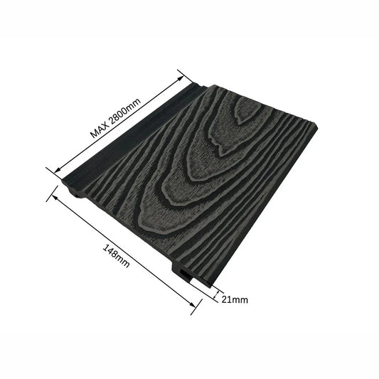 Lambriu decorativ riflaj WPC, pentru exterior, montaj rapid, rezistenta ridicata, Naimeed D7497, 280x14.8x2.1cm, Stejar gri - 221.ro