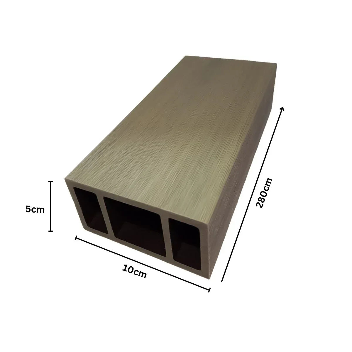 Profil dreptunghiular ranforsat din WPC co-extrudat, Naimeed D7503, 280×10×5 cm, Gri - 221.ro