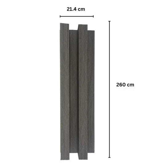 Panou decorativ riflaj WPC, montaj rapid, rezistenta ridicata, Naimeed D7518, 260x21.4x6cm, gri - 221.ro