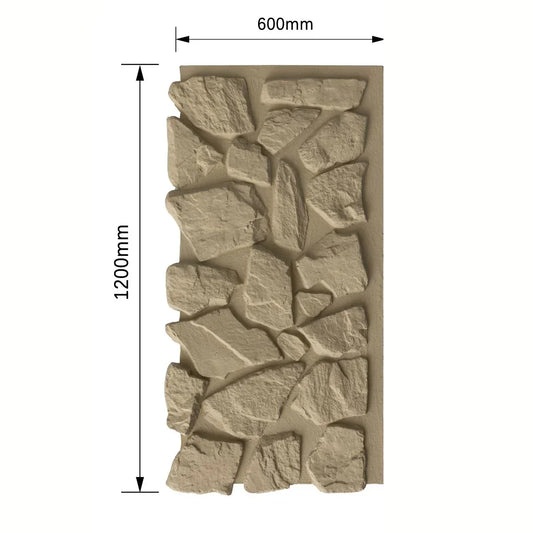 Panou decorativ 3D, efect piatră naturală, ultraușor, Naimeed D600, pentru interior și exterior, 120x60x6cm, Bej - 221.ro