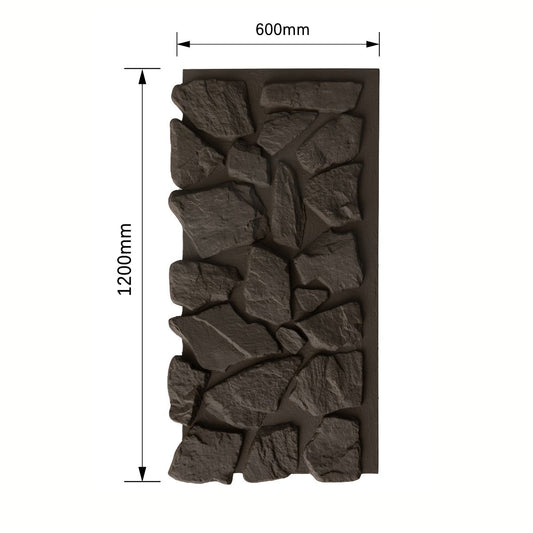 Panou decorativ 3D, efect piatră naturală, ultraușor, Naimeed D7601, pentru interior și exterior, 120x60x6cm, Negru