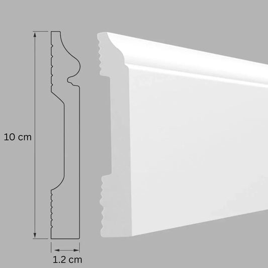 Plinta decorativa, polimer rigid, Naimeed D7607, Alb, 230x10x1.2cm - 221.ro