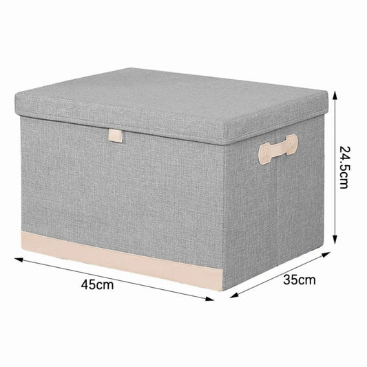 Cutie Depozitare Multifunctionala, Naimeed D7659, pliabilă, cu capac, dimenisuni 45x35x24.5cm, Gri - 221.ro