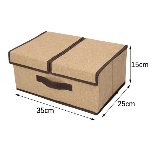 Cutie depozitare din poliester, pliabila, cu dubla acoperire si compartimentare flexibila, Naimeed D7673, dimensiuni 35x25x15cm, bej - 221.ro