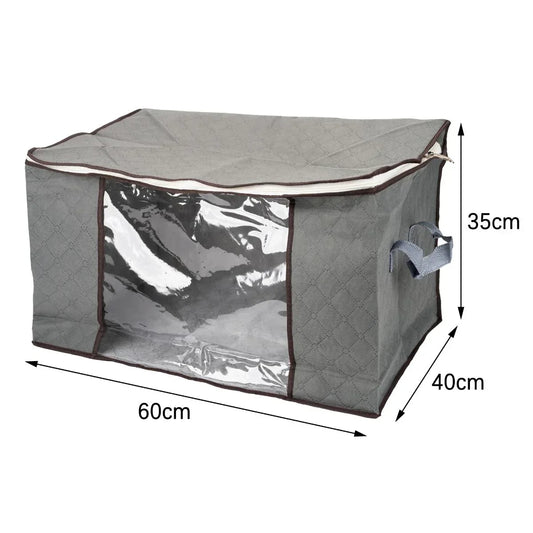 Organizator depozitare multifunctional, cu Fereastră Vizibilă, Închidere cu Fermoar, Naimeed D7691, 35x40x60cm, Gri - 221.ro