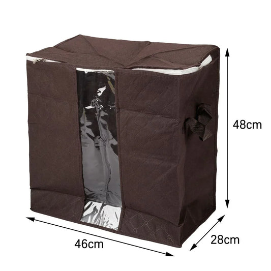 Organizator depozitare multifunctional, cu Fereastră Vizibilă, Închidere cu Fermoar, Naimeed D7694, 28x46x48cm, Maro - 221.ro