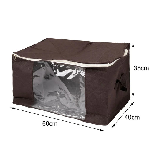 Organizator depozitare multifunctional, cu Fereastră Vizibilă, Închidere cu Fermoar, Naimeed D7695, 35x40x60cm, Maro - 221.ro