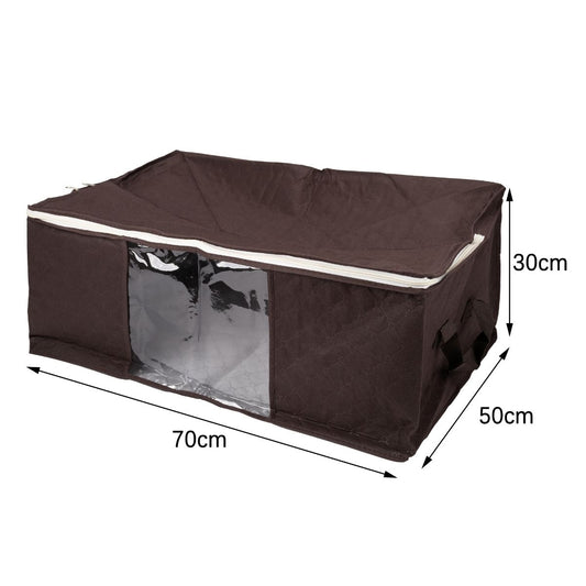 Organizator depozitare multifunctional, cu Fereastră Vizibilă, Închidere cu Fermoar, Naimeed D7696, 30x50x70cm, Maro