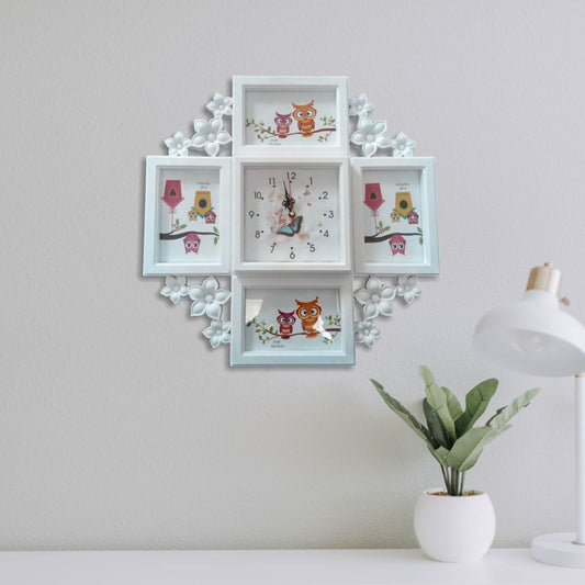 Rama foto cu Ceas, 4 poze, Naimeed D78, Alb