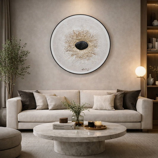 Tablou decorativ, 3D relief, piatra naturala, Naimeed D7964, montat pe suport rigid si rama exterioara din lemn, 80cm