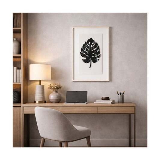 Tablou decorativ, 3D relief piatra naturala, Naimeed D7966, montat pe suport rigid si rama exterioara din lemn, 42x62x3cm