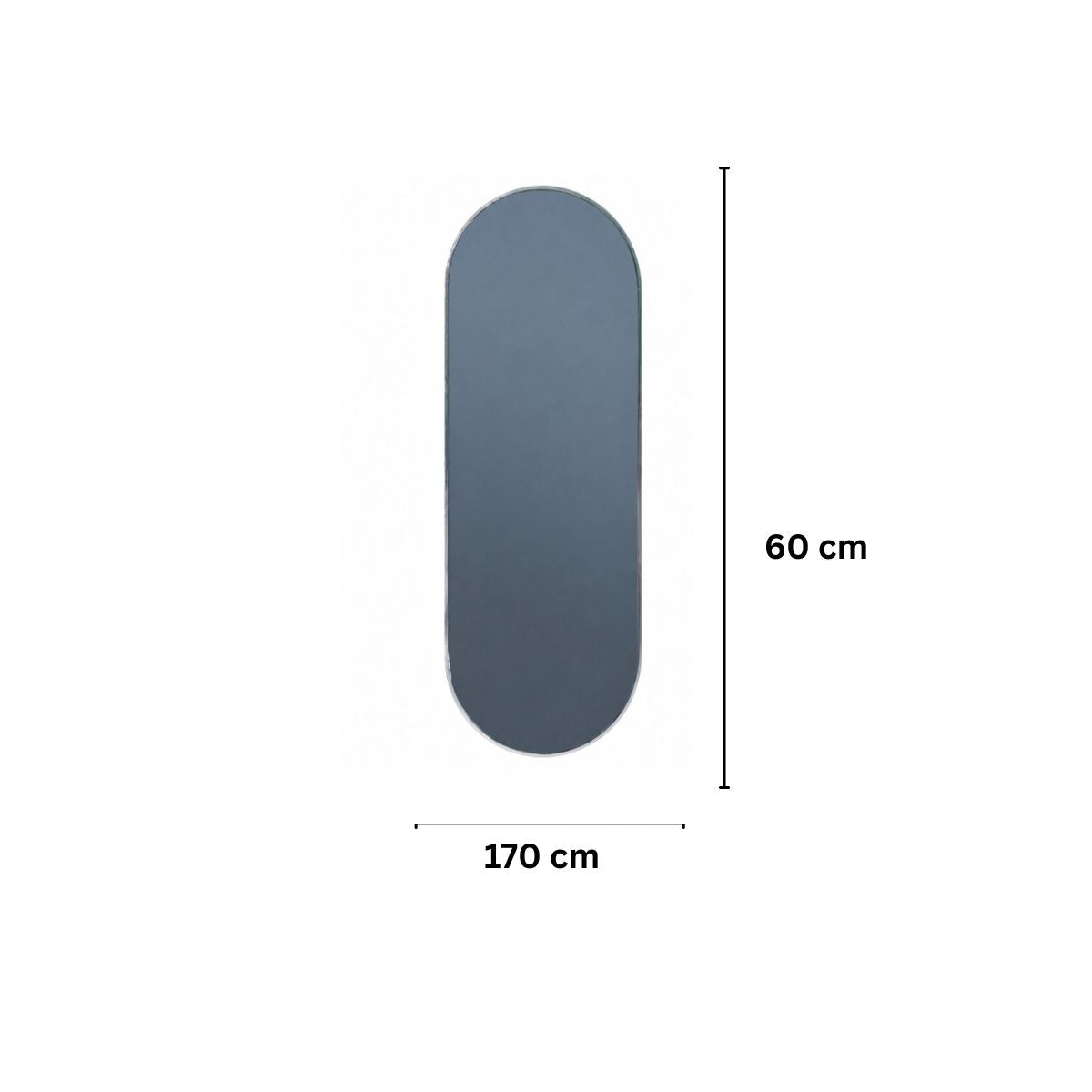 Oglinda Ovala de Perete, Naimeed D7981, Rama din Aluminiu, 60x170cm, argintiu