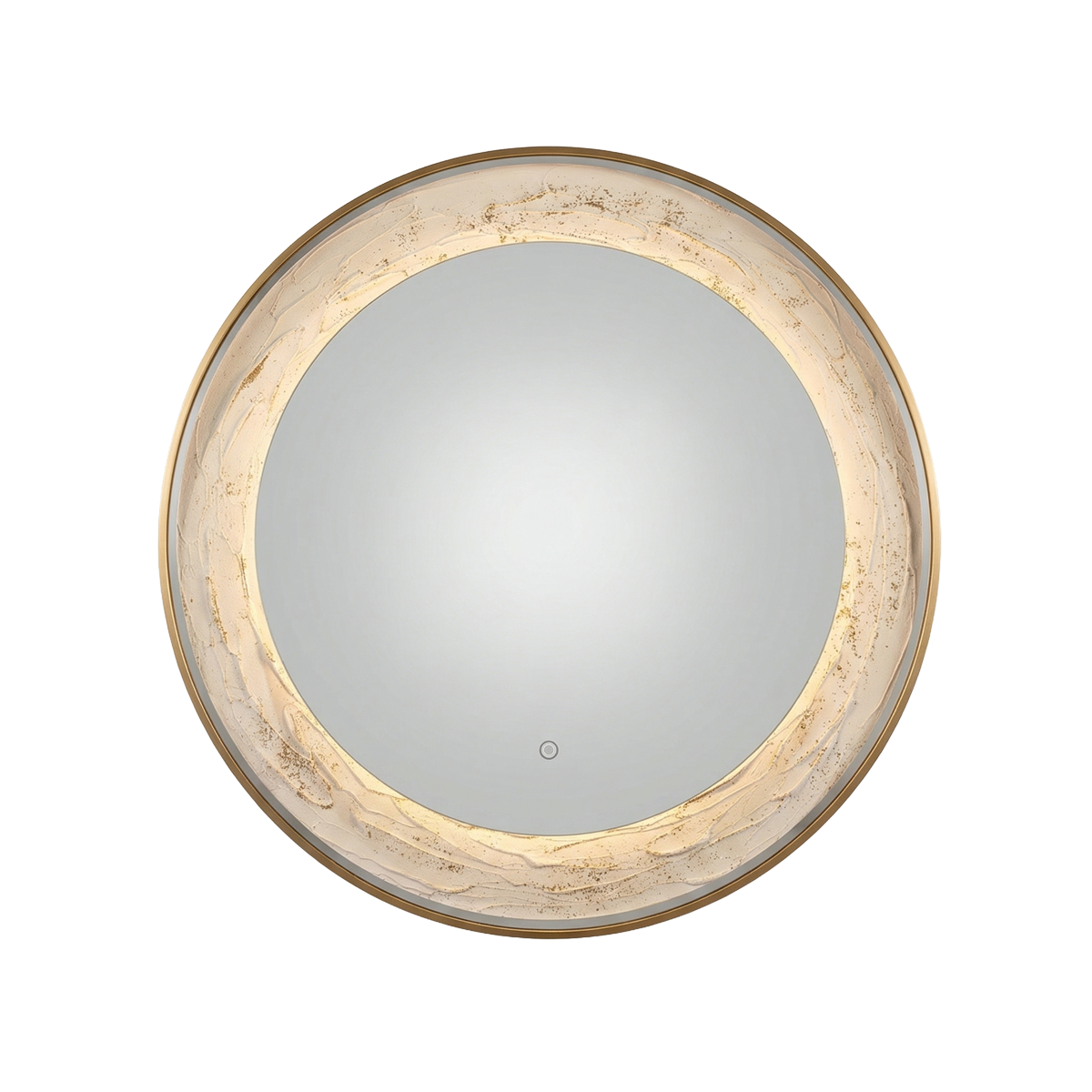 Oglinda LED de Perete, Naimeed D7995, Rama din Aluminiu, Insert Texturat, 3 Nuante de lumina, 80cm, Auriu