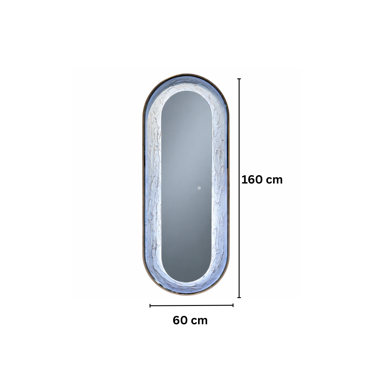 Oglinda LED de Perete, Naimeed D8001, Design Arcuit, 3 Nuante de lumina, Touch, 60x160 cm
