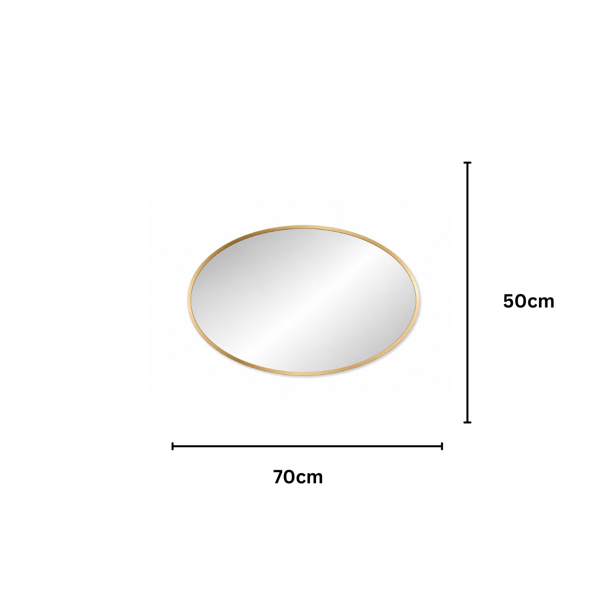 Oglinda Ovala de Perete, Naimeed D8013, Rama din Aluminiu, 50x70cm, auriu
