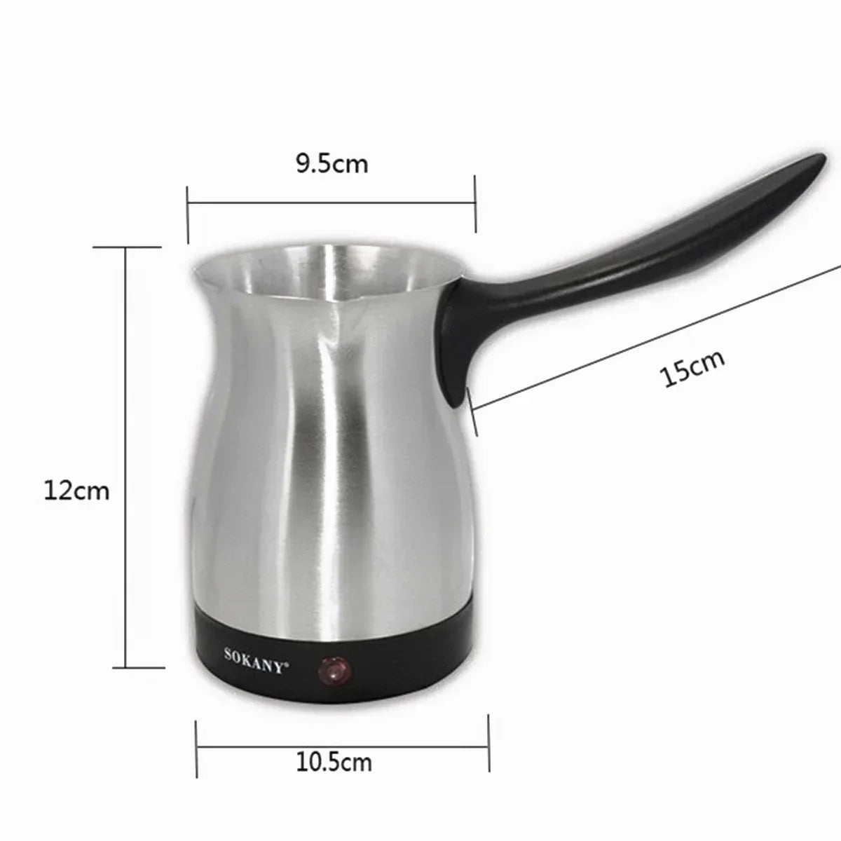 Ibric electric pentru cafea Sokany DC-203 , 800W, 500 ml, baza detasabila, Negru/Inox - 221.ro
