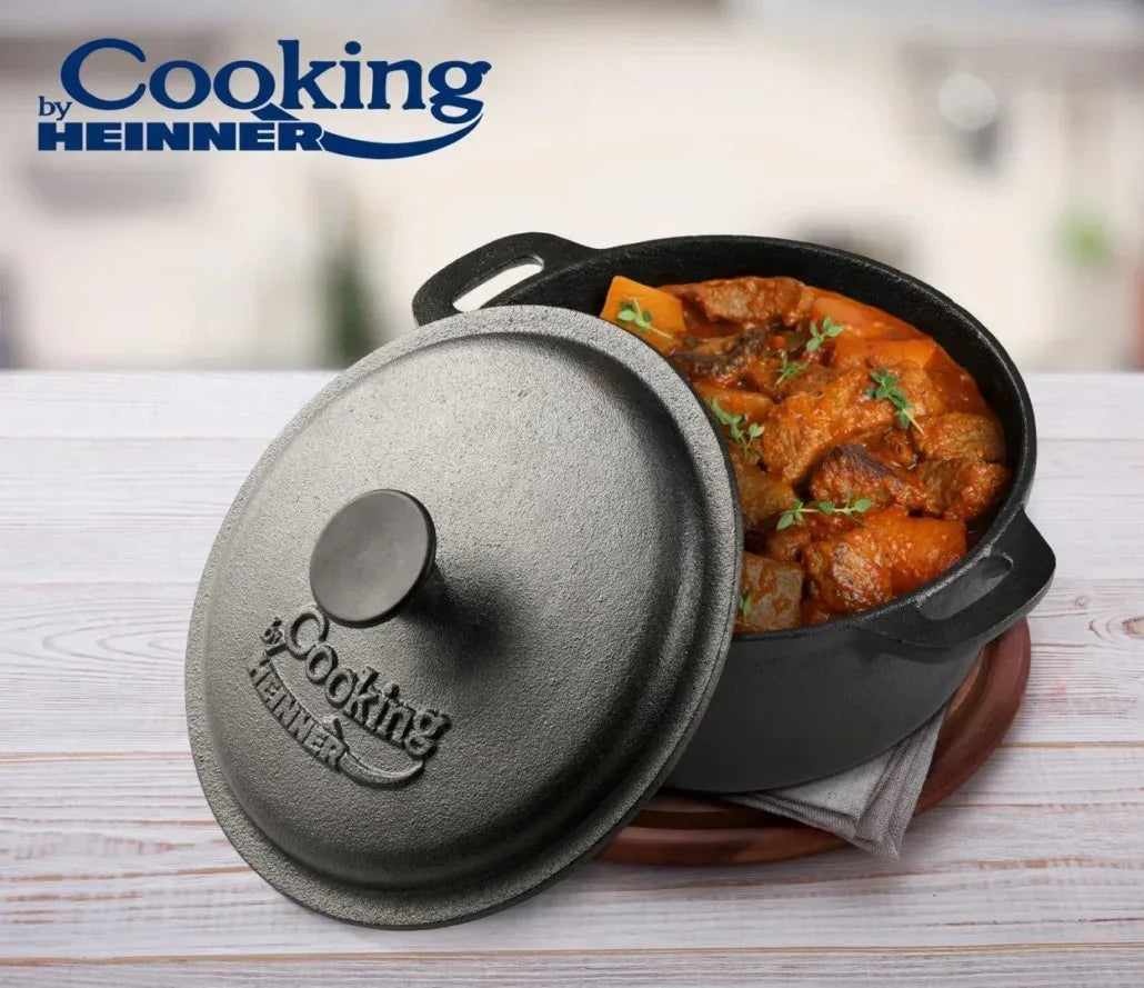 Semioala din fonta pura cu capac, 24x10.8cm, capacitate 3.8L HEINNER / DCN49295 - 221.ro