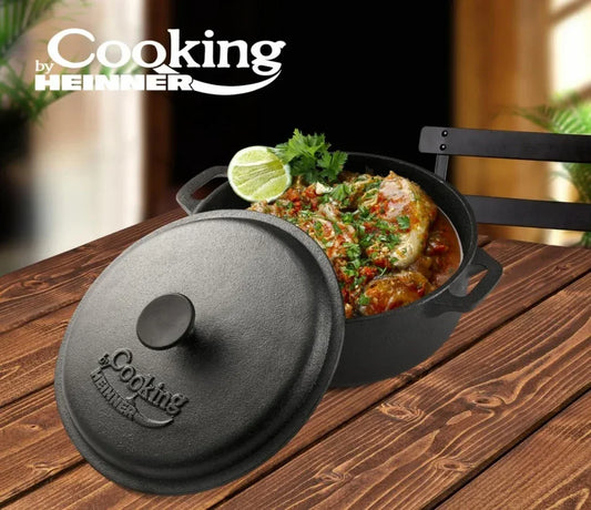 Semioala din fonta pura cu capac, 26.4x11cm, capacitate 5L HEINNER / DCN49296 - 221.ro